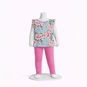 Posh Peanut Floral Pajama Set - Blue and Pink